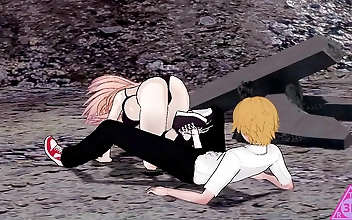 Horny KOIKATSU Denji Power Chainsaw Man Hentai Porn with Blowjob Handjob and Cumshot - Uncensored Gameplay from TheReal3DStories1