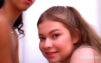 Two Luscious Teens Lia and Meow Go Wild in a Piss Drink Group Fuck - WET