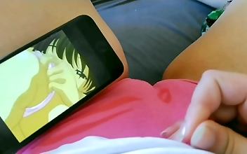 JAV Hotty Seduces Herself with Hentai in the Morning!