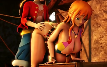 One Piece 3D: Luscious Asian Chick with Enchanting Curves Seduces and Entices You