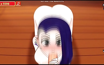 Sleazy Christmas Cums Early with Lewd Hentai Game Play featuring Punk Girl Deepthroating!