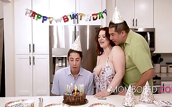 Japanese MILF Emmy Demur Fucks Stepson on His Birthday in Front of Husband