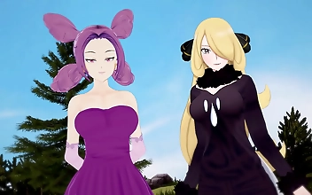 JAV Superstar Cynthia and Fantina s Sensual Threesome Assault on Tiny Pokemones