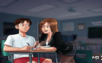 JAV Uncensored: Luscious Teacher's Tempting Touch on Her Titties in Summertime Saga - Ep 44