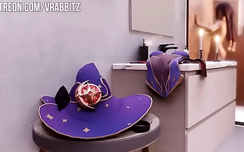 JAV Enchantress Mona Genshin Plays with Huge Dildo in Impact